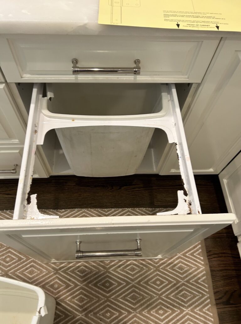 Pull Out Trash Can Installation in Marietta — bottom mount installation